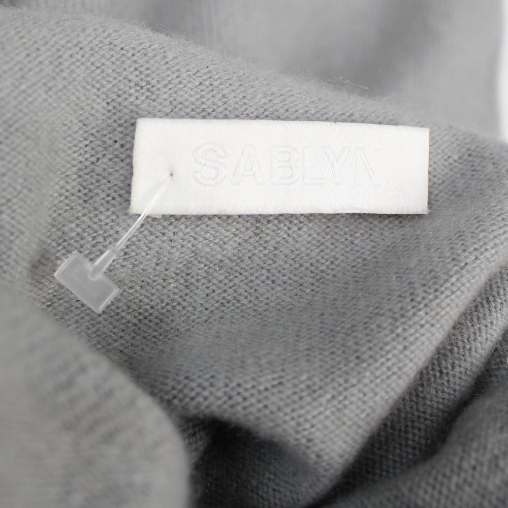 Sablyn 100% Cashmere Turtleneck/Cowl Sweater Boxy Cropped Long Sleeve Light Blue - Picture 9 of 11